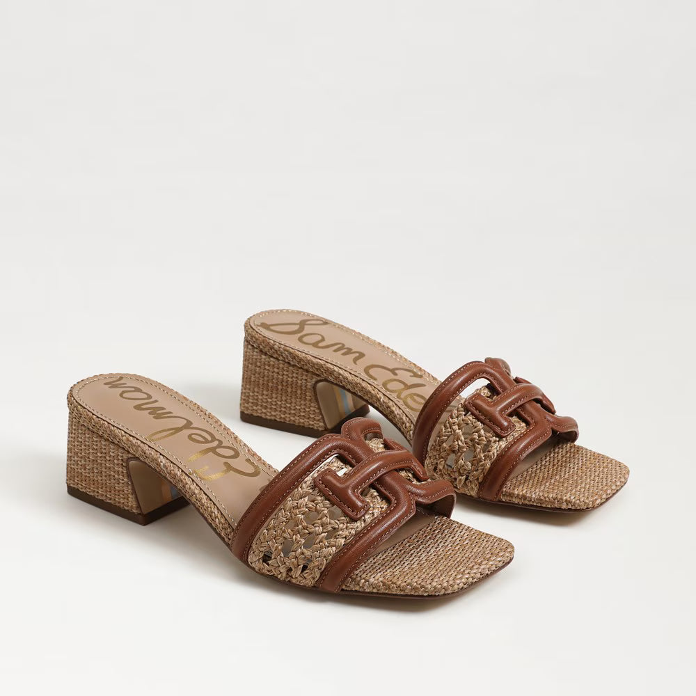 Sam Edelman Waylon Weave Slide Sandal in Rich Cognac Leather