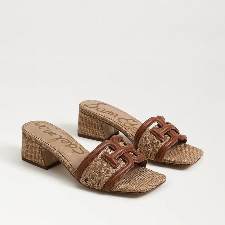 Sam Edelman Waylon Weave Slide Sandal in Rich Cognac Leather