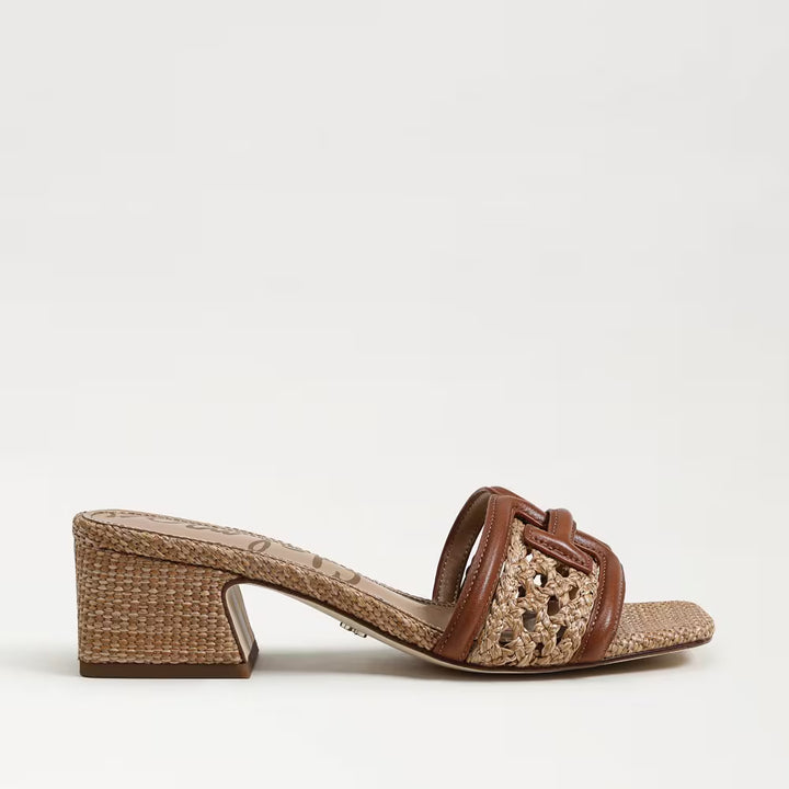 Sam Edelman Waylon Weave Slide Sandal in Rich Cognac Leather