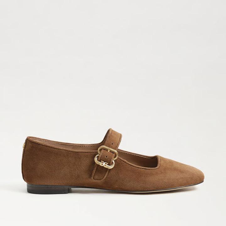 Sam Edelman  Michaela Mary Jane Flat in Warm Nutmeg Suede