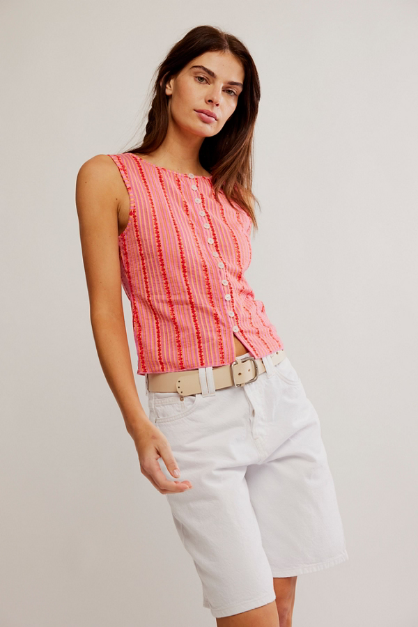 Free People Tilly Vest in Printed Punch Cherry Combo