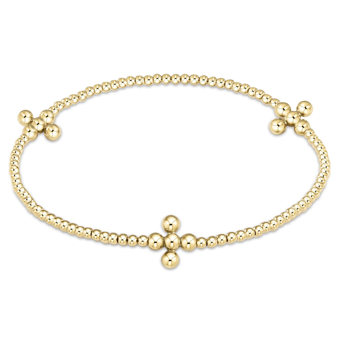 Enewton signature cross gold pattern 2mm bead bracelet - classic beaded signature cross gold - 3mm bead gold