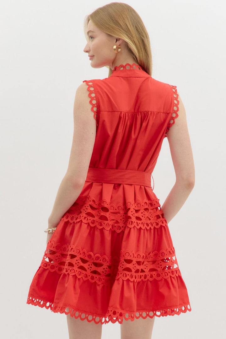 Favorite Red Pearl Button Dress