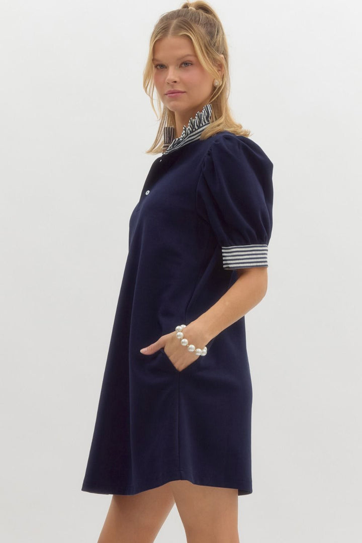 Test of Time Mini Pullover Dress in Navy