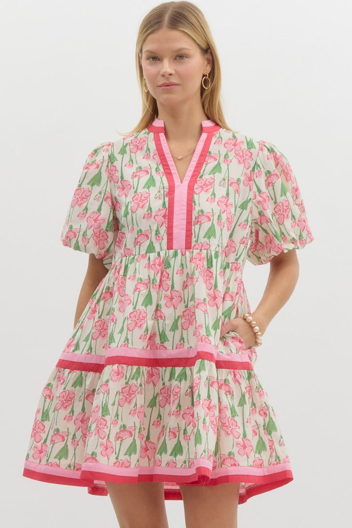 Just Can't Help It Floral Printed Dress in Pink