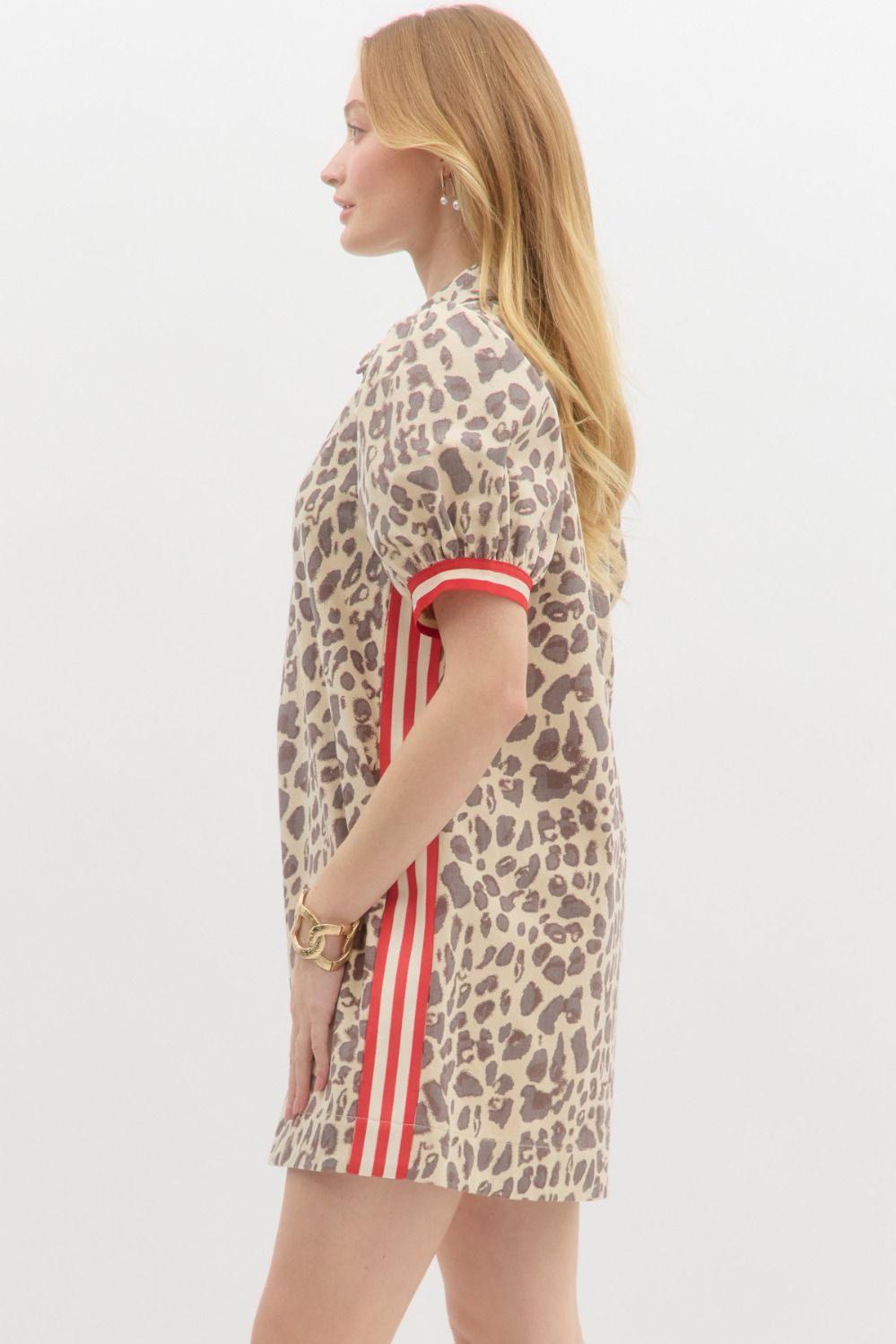 Right On Time Animal Printed Ecru Dress