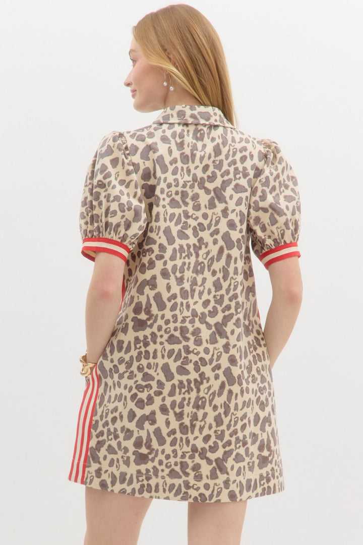 Right On Time Animal Printed Ecru Dress