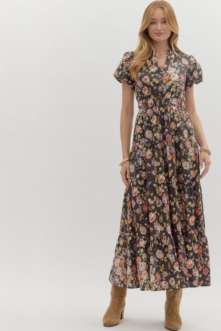 Skip A Beat Brown Floral Dress