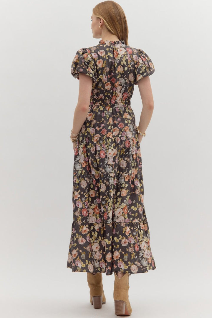 Skip A Beat Brown Floral Dress