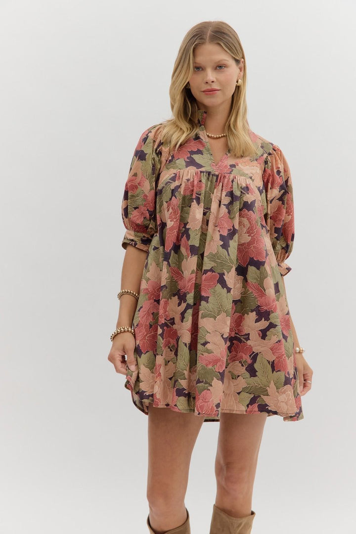 Every Moment Matters Brown Floral Dress
