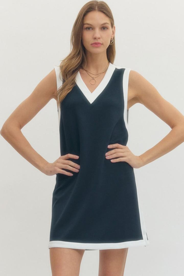 Varsity Pullover Dress in Navy