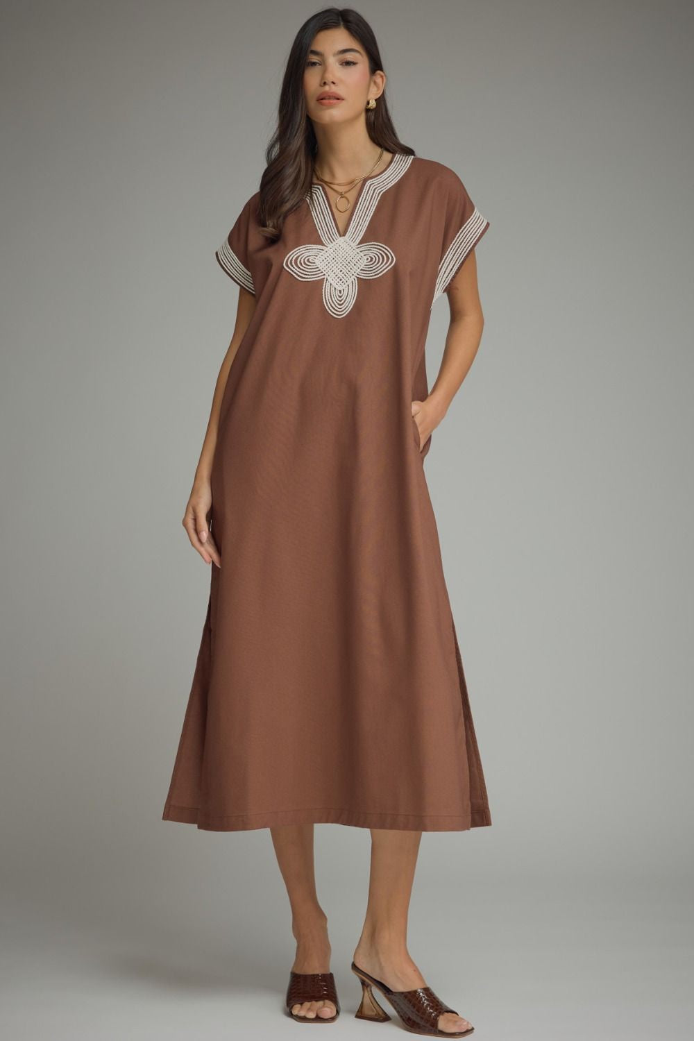 Lovely Night Midi Dress in Brown