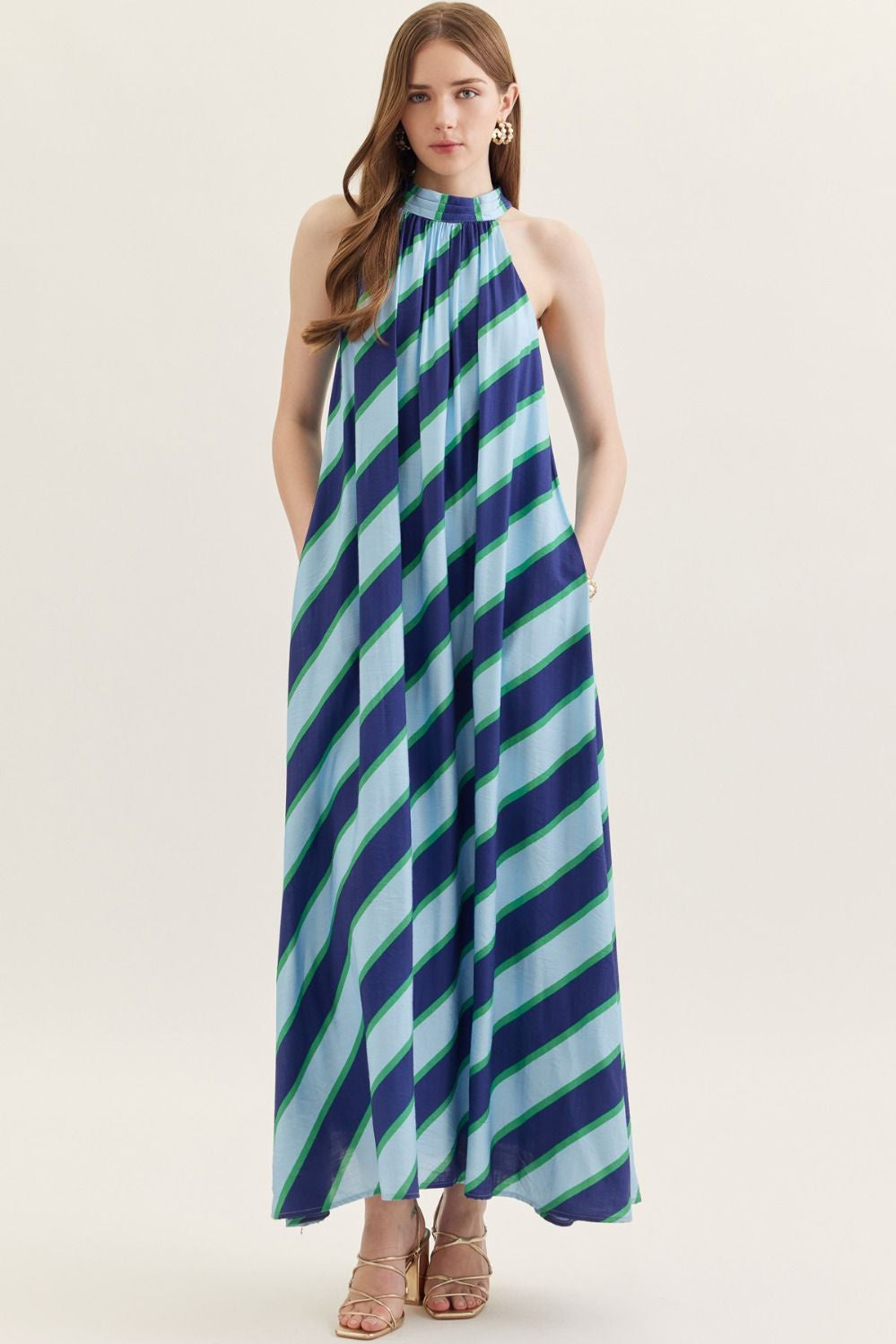 Navy Striped Sleeveless Maxi Dress Sugar & Spice Navy Striped Sleeveless Maxi Dress Sugar & Spice