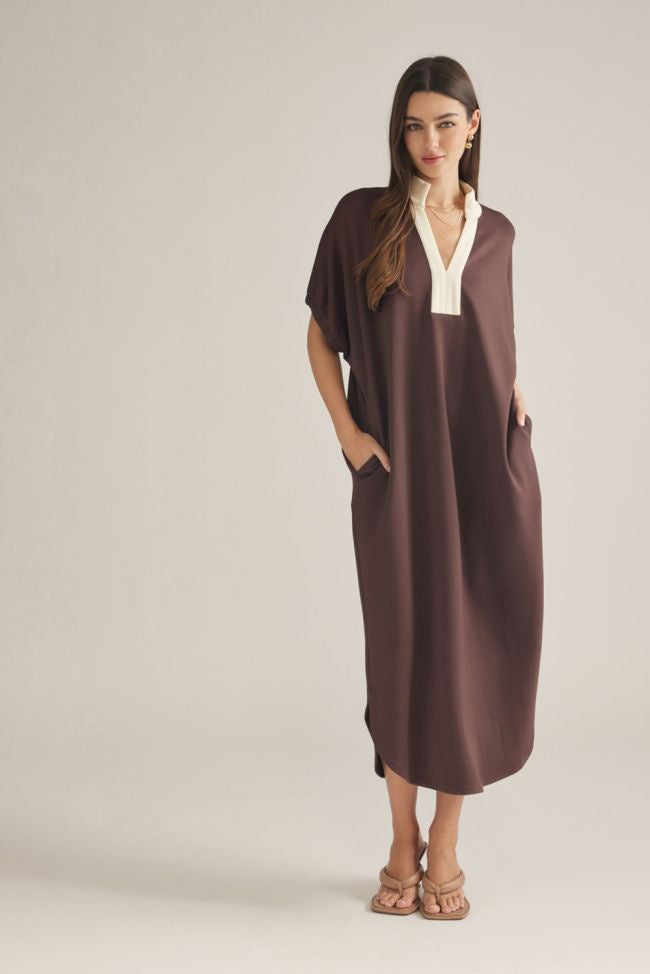 The Right Touch Brown Maxi Dress
