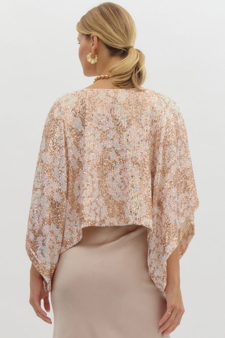 That Moment Sequin Embellished Champagne Top