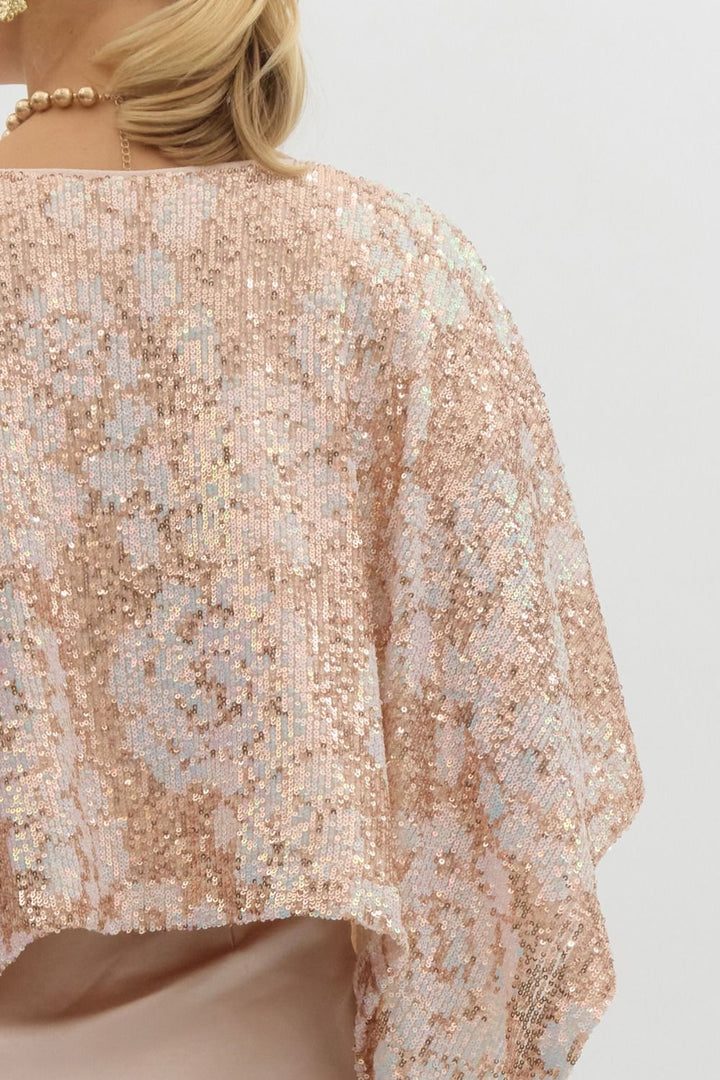 That Moment Sequin Embellished Champagne Top