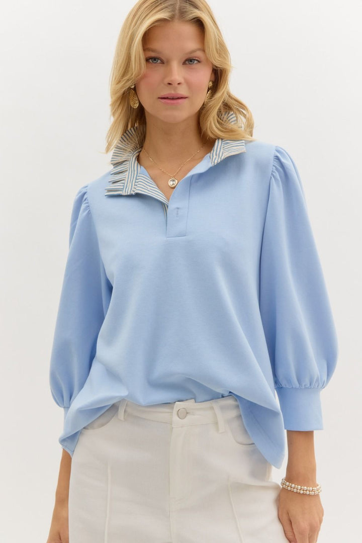 Every Now And Then Sweater Top in Blue