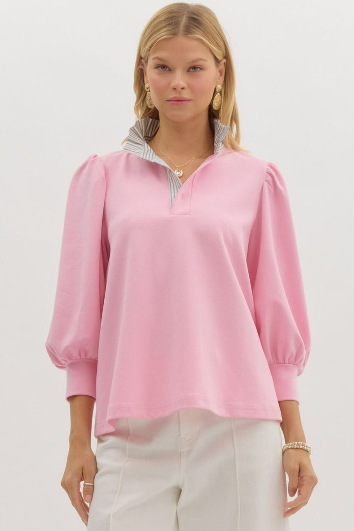 Every Now And Then Sweater Top in Pink
