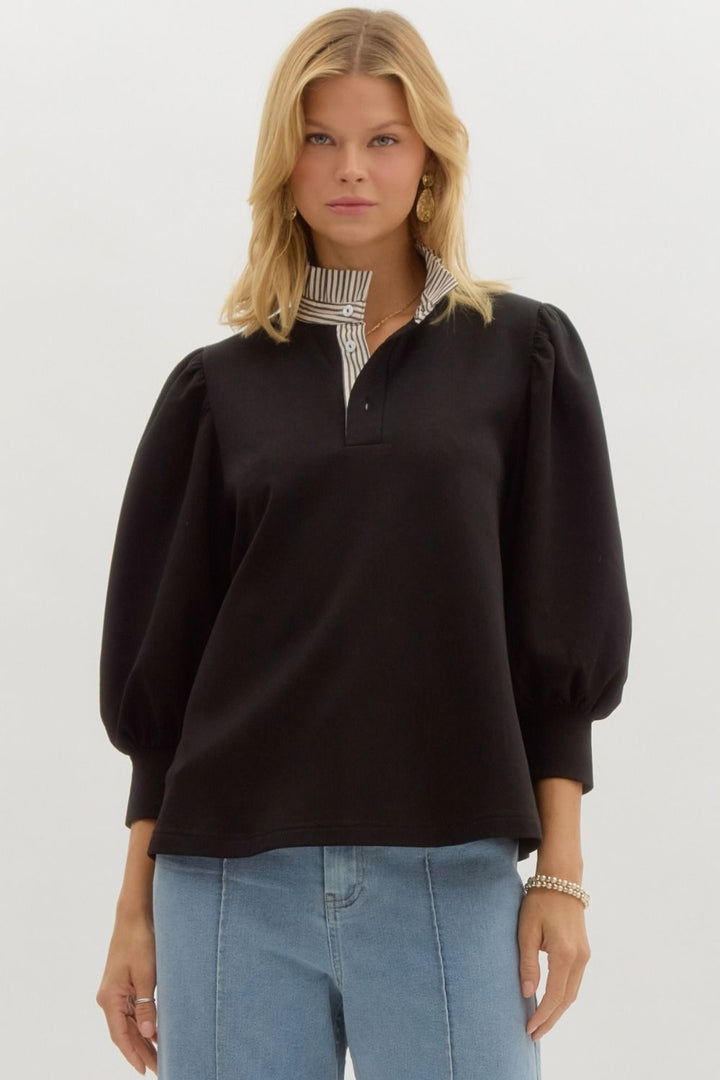 Every Now And Then Sweater Top in Black