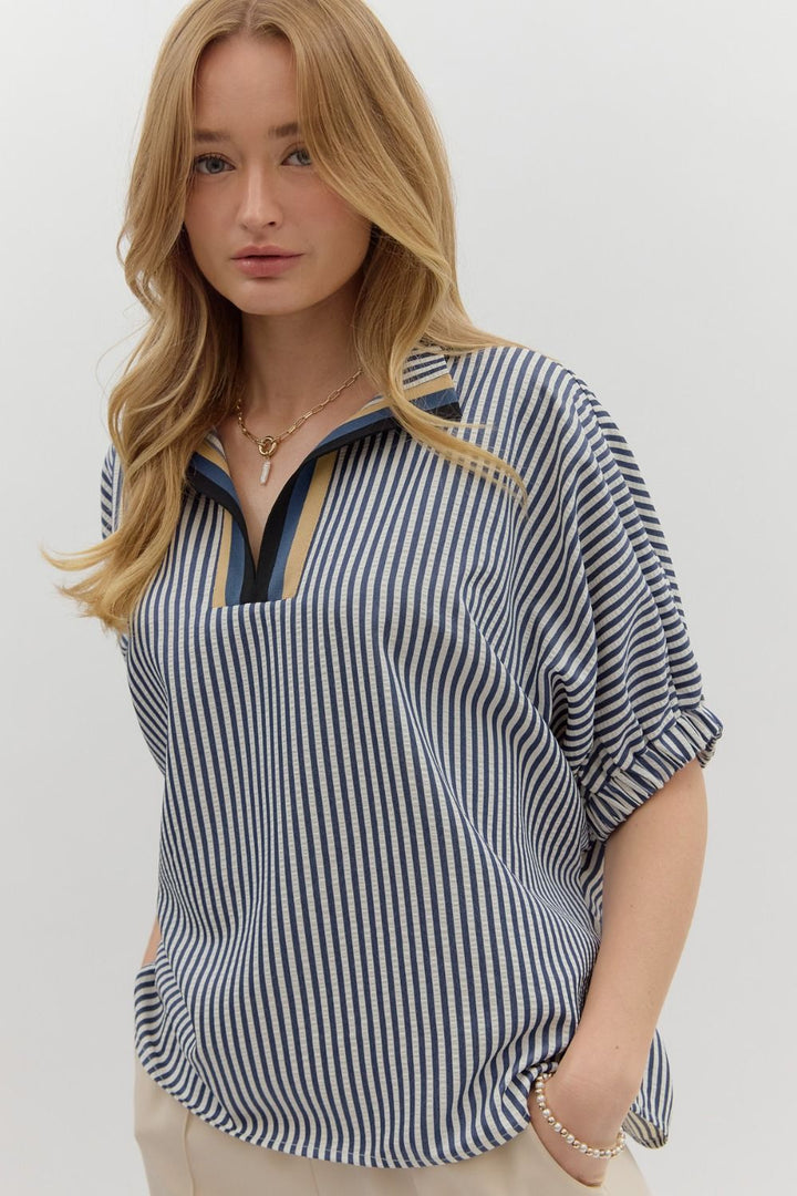 On My Mind Top in Navy