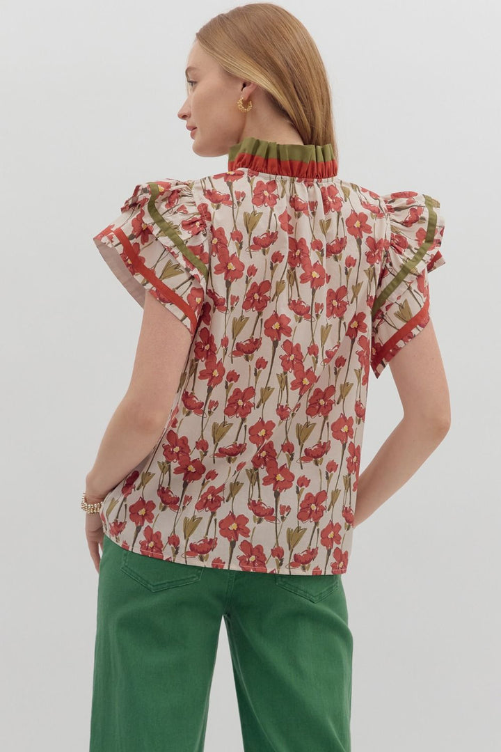 Anything Goes Floral Top in Rust