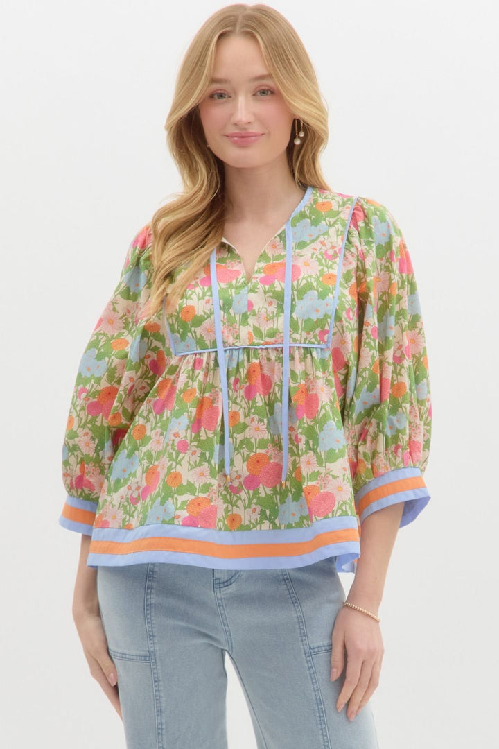 Sweet As Ever Marigold Floral Printed Top