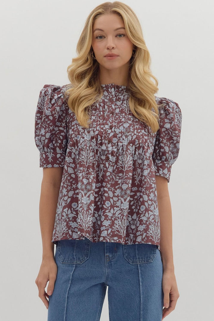 Without A Doubt Brown Floral Top