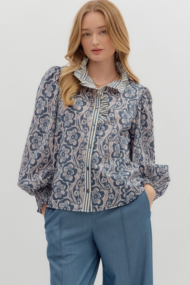 Fun Times Blue Floral Top