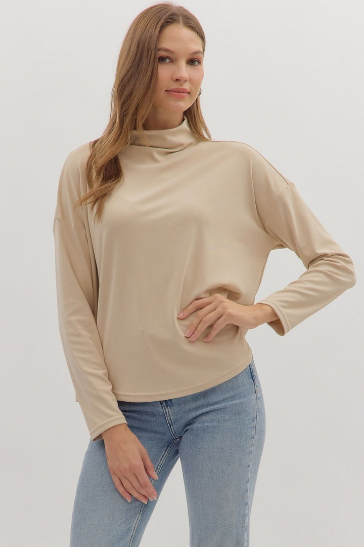 As Promised Ecru Mock Neck Top