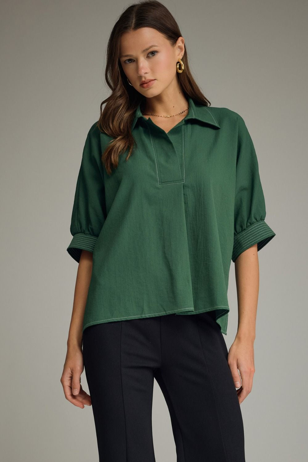 At First Light Hunter Green Top