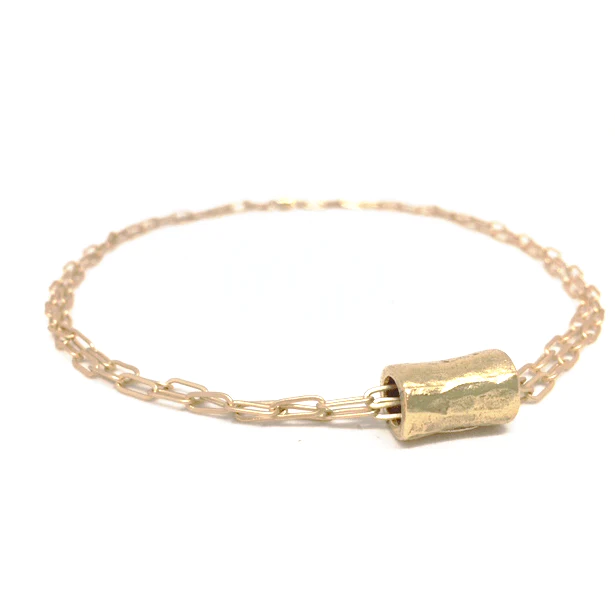 Erin Gray Barrel on Double Gold Paperclip Necklace