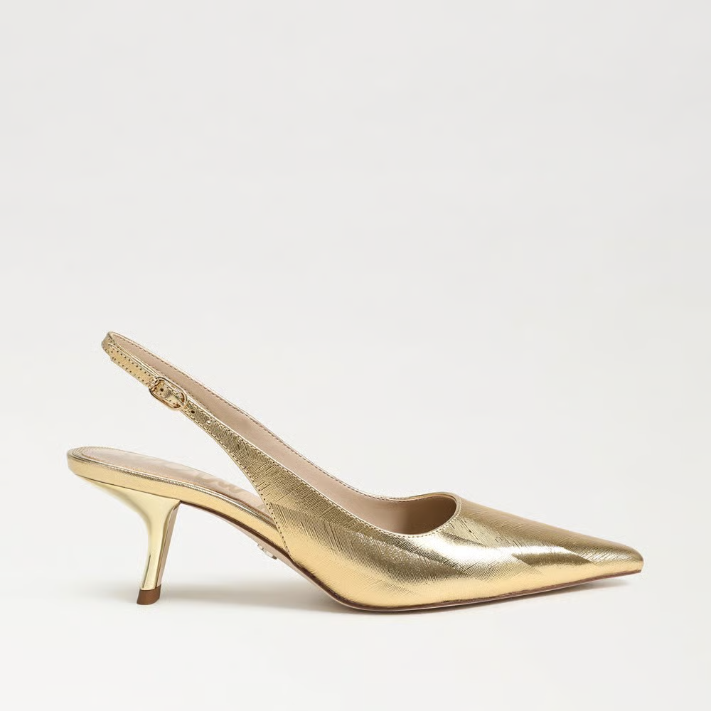 Sam Edelman Bianka Slingback Pump in Amber Gold Leather