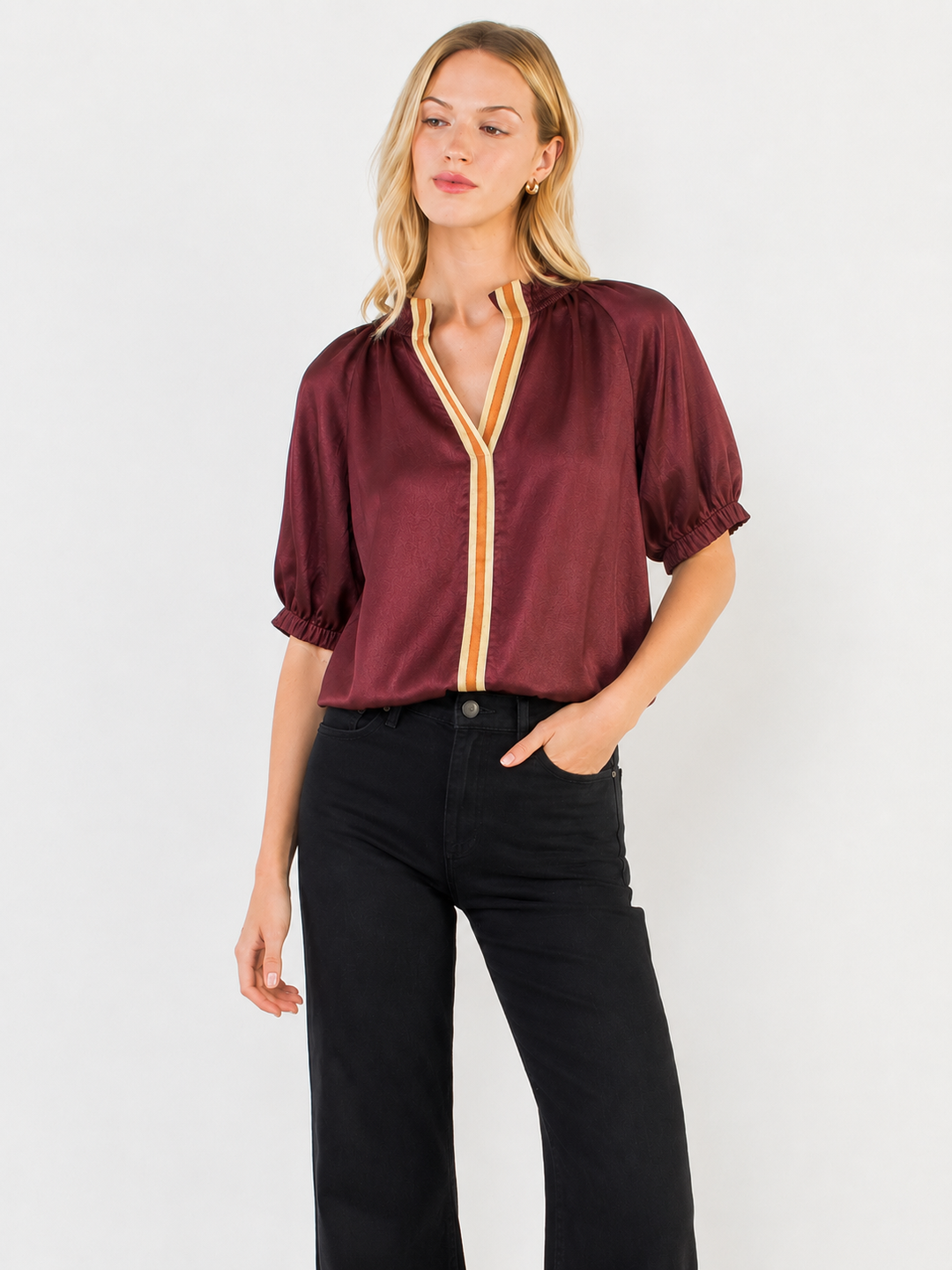 Burgundy Contrast Top