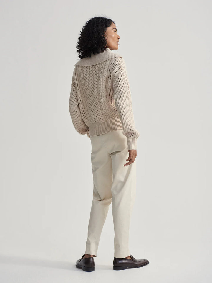 Varley Camello Cable Knit Sweater in Parchment