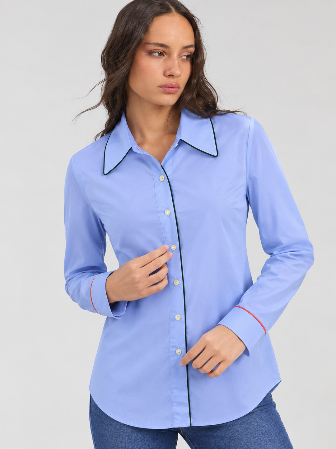 Vilagallo Blue Top With Green Trim