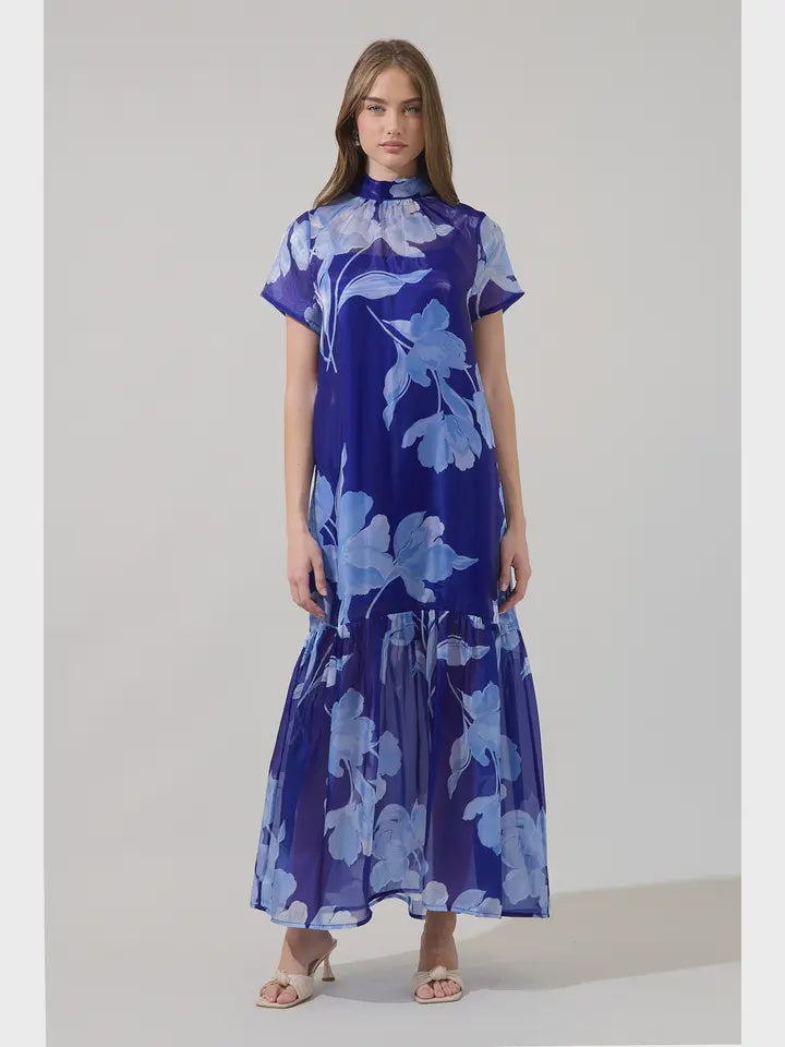 Stay Awhile Blue Maxi Dress