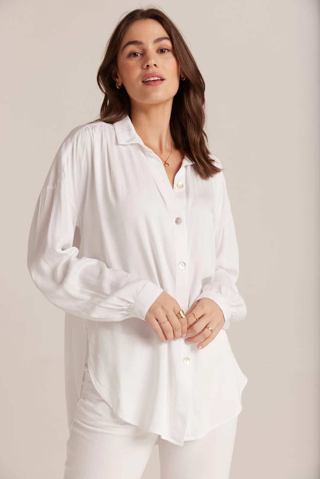 Bella Dahl Flowy Shirt in White