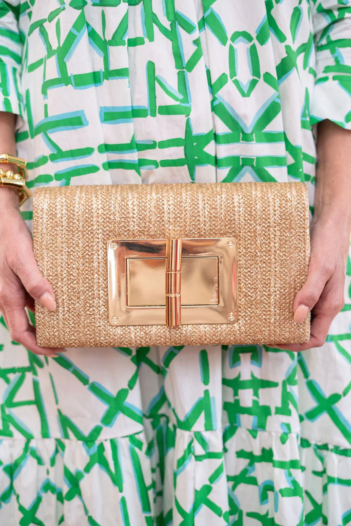 Lisi Lerch Gold Lillian Straw Clutch