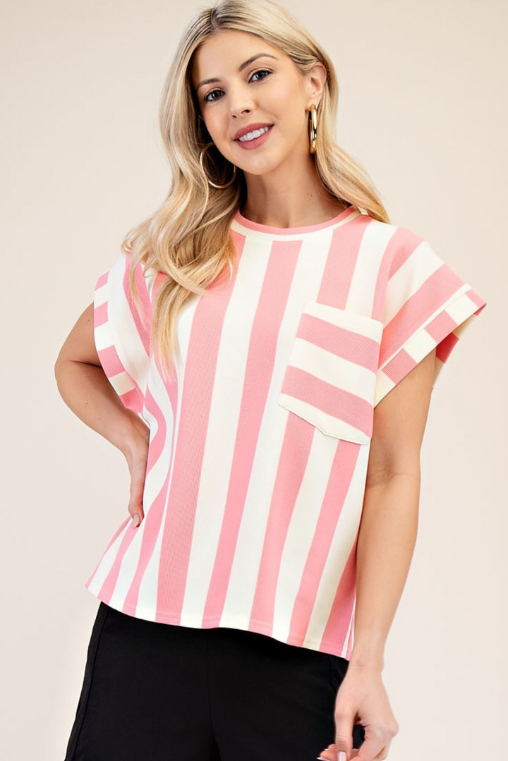 Pink Stripe Pocket Top