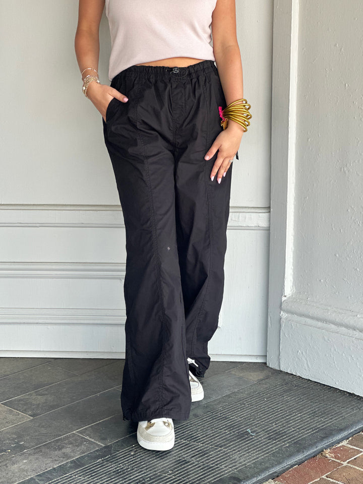 Charlie B Baggy Pull On Pant in Black