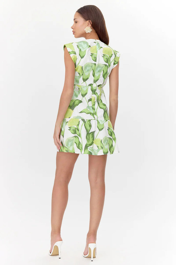 Elosie Twist Front White Printed Tiered Mini Dress