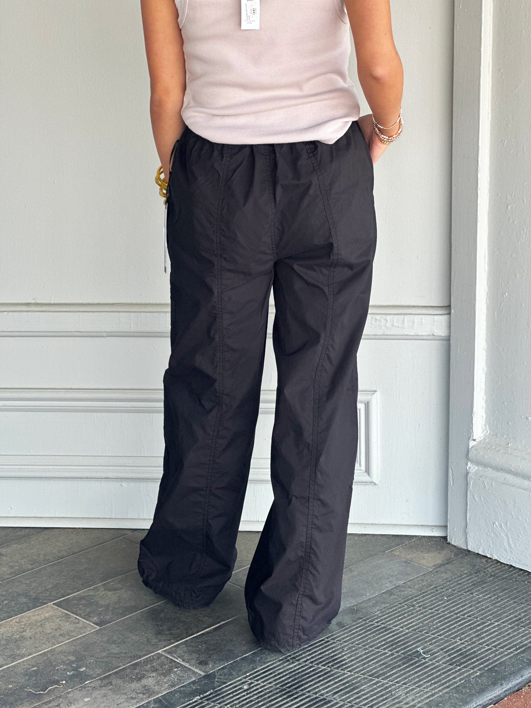Charlie B Baggy Pull On Pant in Black