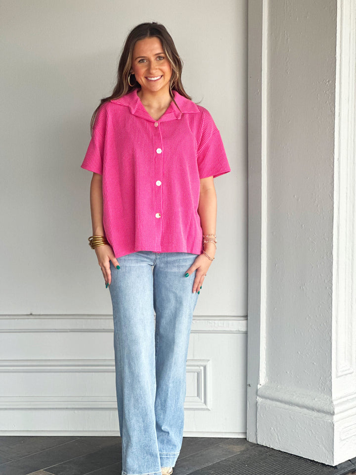 Everyday Comfy Rib Top in Pink