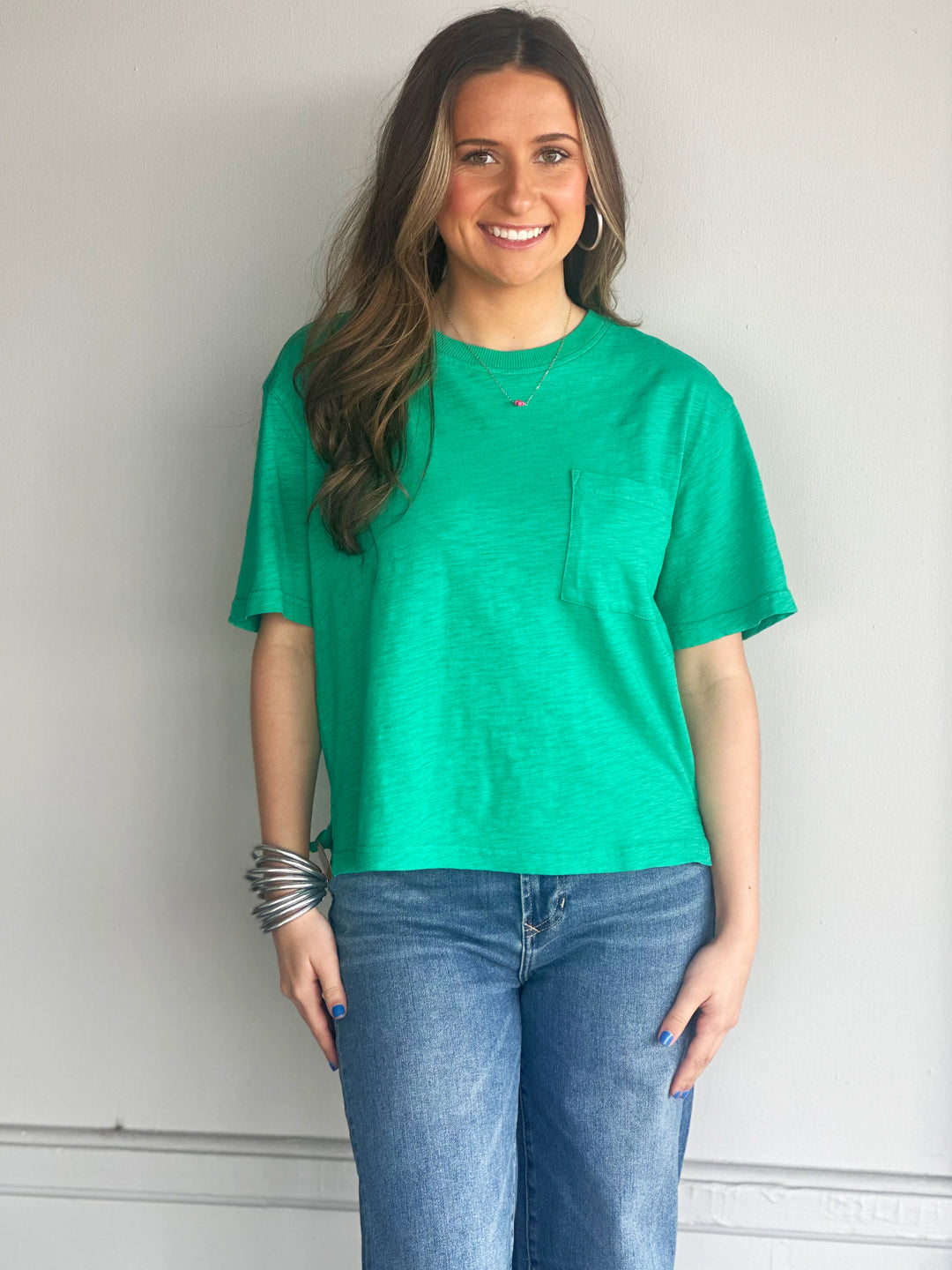 Dylan Crew Pocket Tee in Green