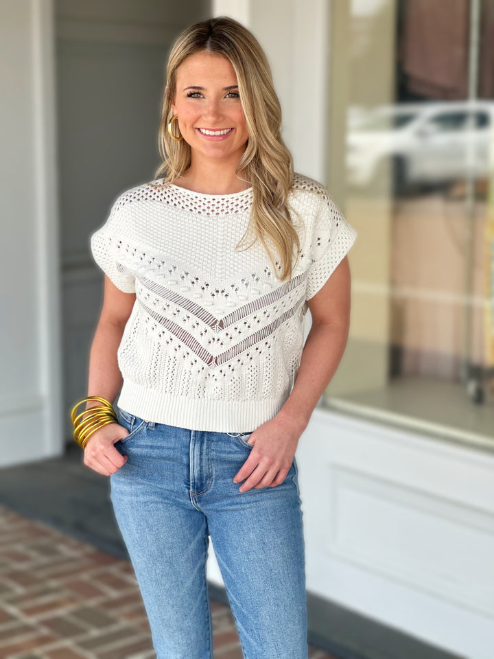 Aurora White Sweater Top