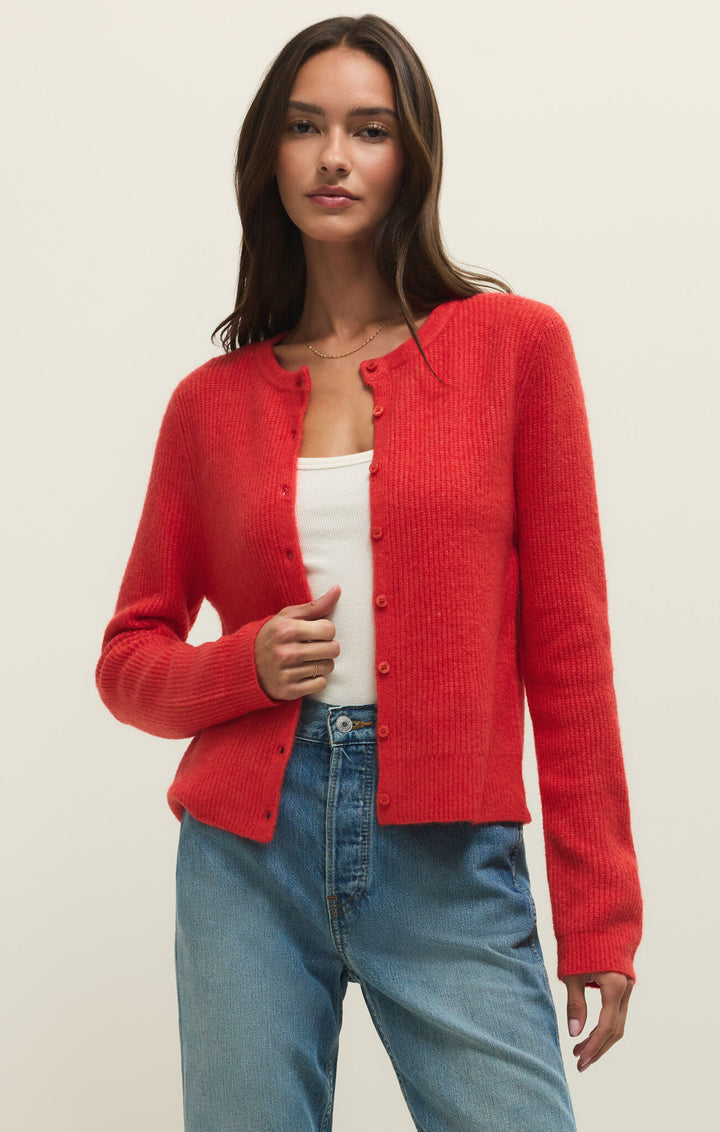 Z Supply Medina Rib Cardigan in Red Lotus