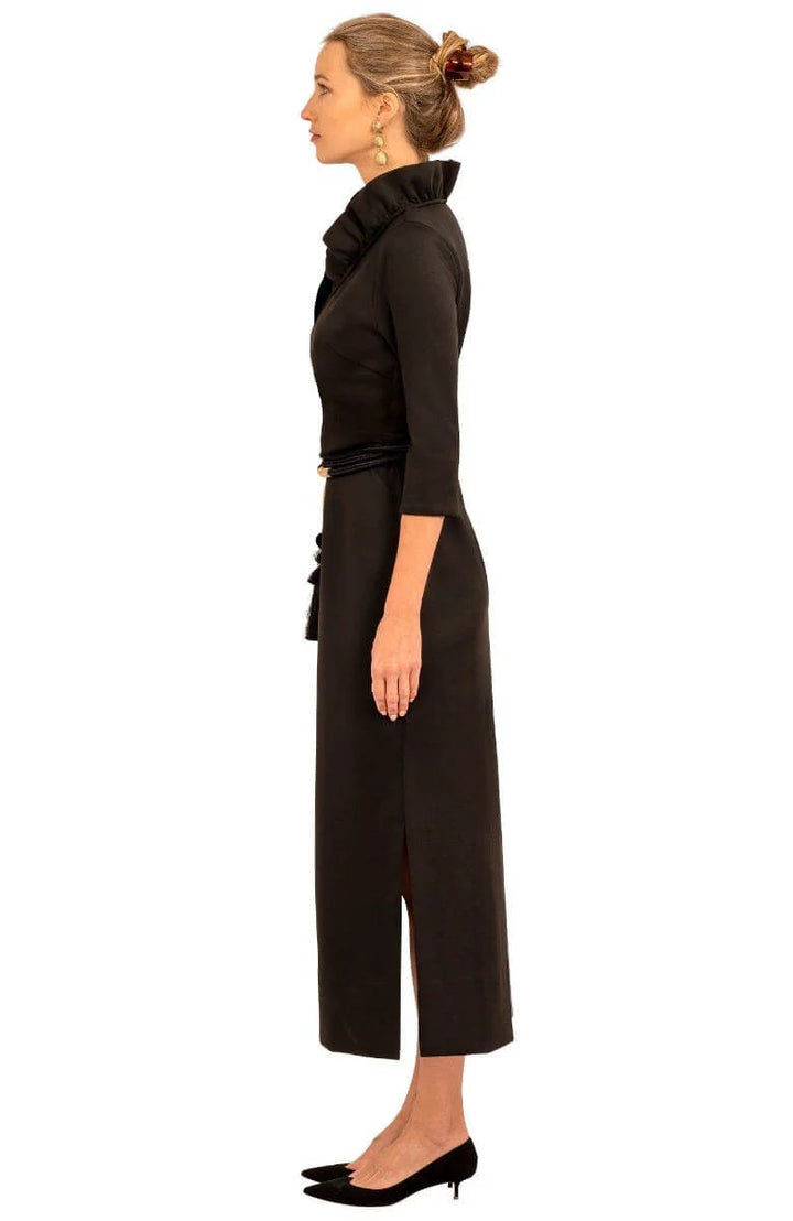 Gretchen Scott Ruffneck Maxi Dress in Black