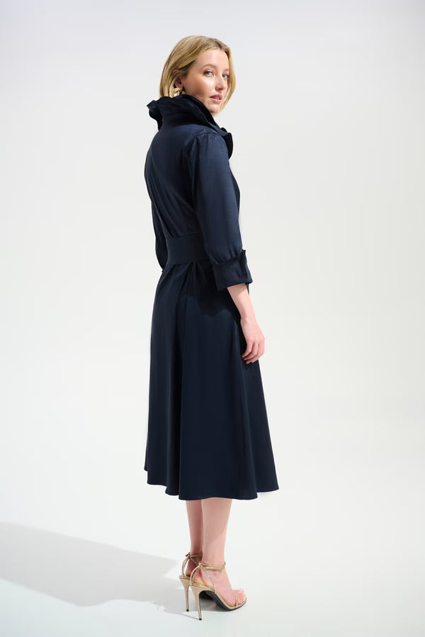 Joseph Ribkoff Hooded Fit And Flare Dress in Midnight Blue
