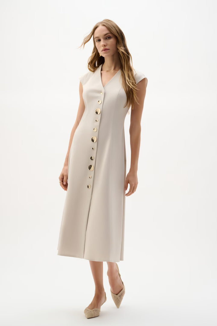 Joseph Ribkoff Midi A-line Dress in Natural