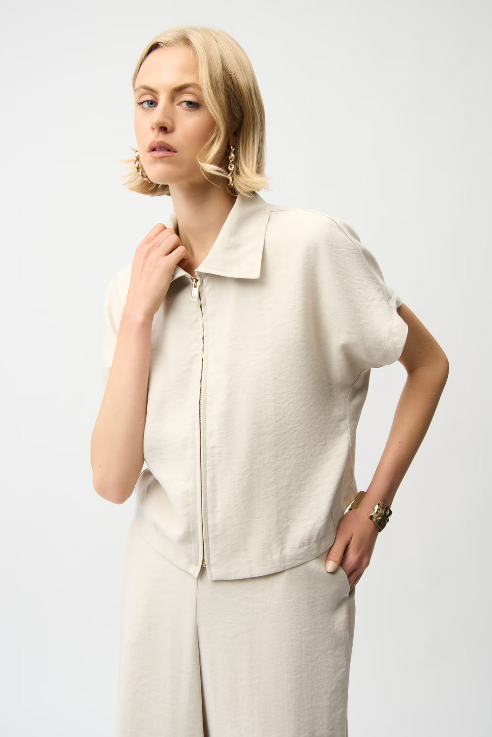 Joseph Ribkoff Relaxed Fit Collared Shirt in Moonstone